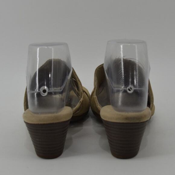 Clarks Size 8 Womens Tan Beige Leather Slip On Sandals Mules - Picture 13 of 13